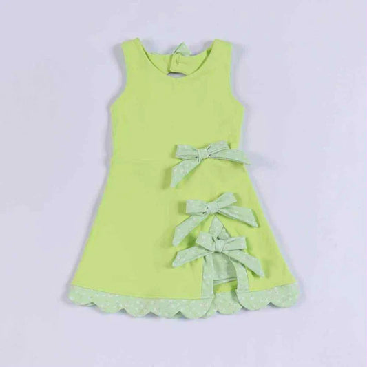 Baby Girls Light Green Sleeveless Bows Yoga Ruffle Shorts Knee Length Dresses Preorder 11.29