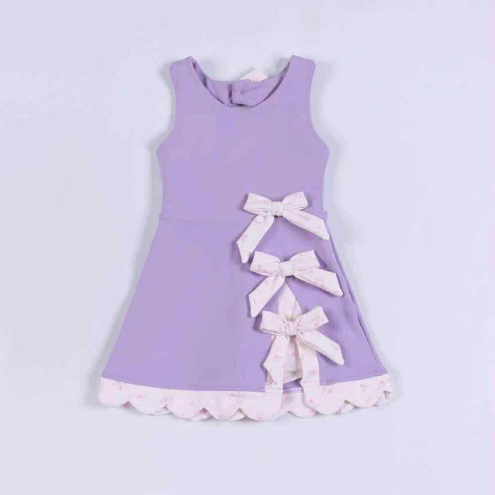 Baby Girls Purple Sleeveless Bows Yoga Ruffle Shorts Knee Length Dresses Preorder 11.29