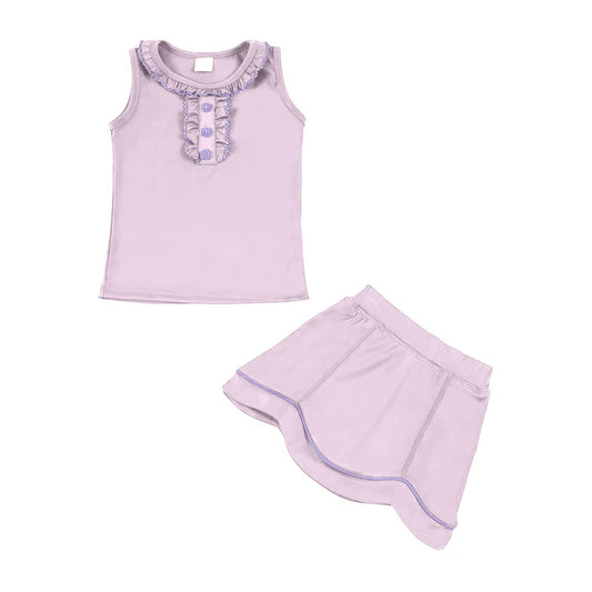 Baby Girls Pink Button Collar Vest Top Skirt Shorts Yoga Clothes Sets Preorder 11.29