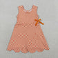 Sibling Baby Girls Blue Orange Checked Yoga Active Shorts Scallop Knee Length Dresses