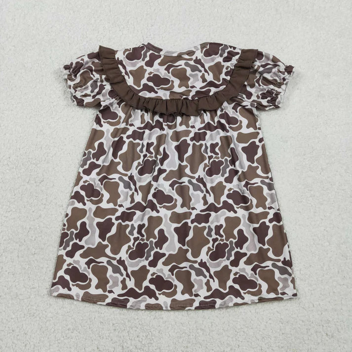 Kids Sibling Clothing Embroidery Mama's Boy Girl Brown Camo Shorts Clothes Set Dress Rompers
