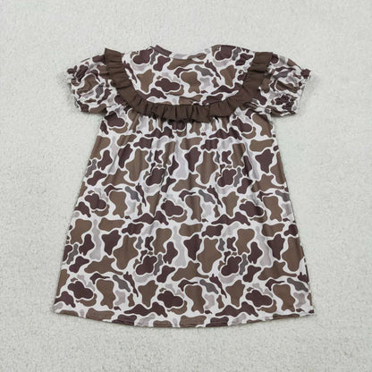 Kids Sibling Clothing Embroidery Mama's Boy Girl Brown Camo Shorts Clothes Set Dress Rompers