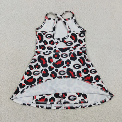 Sibling Baby Girls Strap Leopard Team Yoga Active Short Team Knee Length Dresses