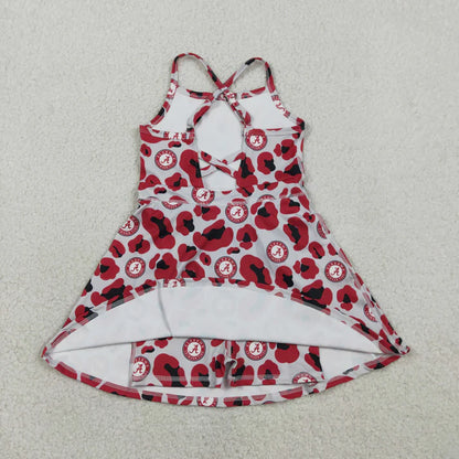 Sibling Baby Girls Strap Leopard Team Yoga Active Short Team Knee Length Dresses