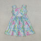 Sibling Baby Girls Sleeveless Colorful Sea Plants Knee Length Dress Rompers
