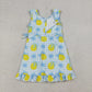 Sibling Baby Girls Pink Blue Checked Bows Lemons Yoga Active Shorts Knee Length Dress