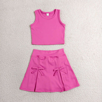 Sibling Baby Girls Sleeveless Vest Top Skirt Short Yoga Active Clothes Sets