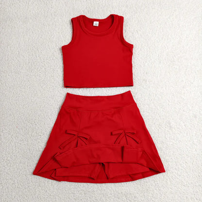 Sibling Baby Girls Sleeveless Vest Top Skirt Short Yoga Active Clothes Sets