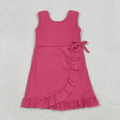 Sibling Baby Girls Sleeveless Yoga Active Ruffle Knee Length Dresses