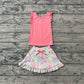 Baby Girls Clothes Peach Vest Colorful Floral Pockets Skirt Short Yoga Active Clothes Set Preorder GSD3772
