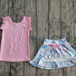 Baby Girls Pink Vest Colorful Floral Pockets Scallop Skirt Short Yoga Active Clothes Set Preorder GSD3773