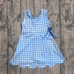 Baby Girls Dress Blue Checked Sleeveless Yoga Active Scallop Shorts Knee Length Dresses Preorder GSD3778