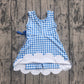 Baby Girls Dress Blue Checked Sleeveless Yoga Active Scallop Shorts Knee Length Dresses Preorder GSD3778