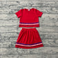 Baby Girls Clothes Red Short Sleeve Stripe Top Skirt Shorts Clothes Sets Preorder GSD3812