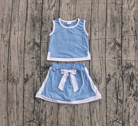 Baby Girls Clothes Blue Sleeveless Vest Top Skirt Shorts Clothes Sets Preorder GSD3828