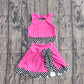 Baby Girls Pink Sleeveless Vests Top Bows Short Yoga Active Scallop Clothes Set Preorder GSD3926