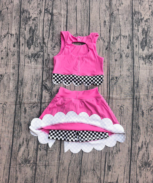 Baby Girls Pink Sleeveless Vests Top Bows Short Yoga Active Scallop Clothes Set Preorder GSD3926