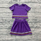 Baby Girls Clothes Purple Short Sleeve Stripe Top Skirt Short Clothes Sets Preorder GSD3944