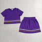 Sibling Baby Girls Short Sleeve Colorful Stripe Shirt Top Skirt Short Slouchy Clothes Sets