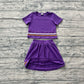 Baby Girls Clothes Purple Short Sleeve Stripe Top Skirt Short Clothes Sets Preorder GSD3944
