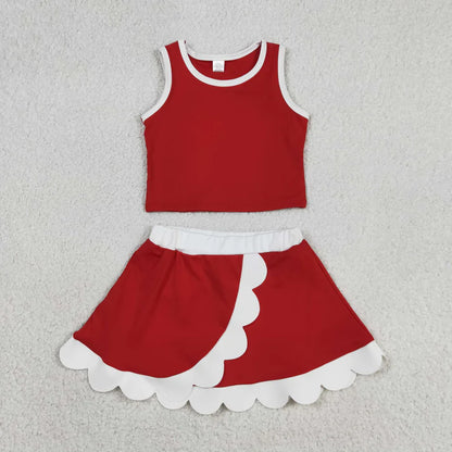 Sibling Baby Girls Sleeveless Vests Top Scallop Skirt Short Yoga Active Clothes Sets