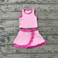 Baby Girls Clothes Sleeveless Light Pink Vest Scallop Skirt Short Yoga Active Clothes Set Preorder GSD4019