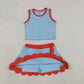 Sibling Baby Girls Sleeveless Vests Top Scallop Skirt Short Yoga Active Clothes Sets