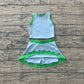 Baby Girls Sleeveless Blue Green Vest Scallop Skirt Short Yoga Active Clothes Set Preorder GSD4021