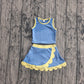 Baby Girls Sleeveless Blue Yellow Vest Scallop Skirt Short Yoga Active Clothes Set Preorder GSD4022