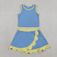 Sibling Baby Girls Sleeveless Vests Top Scallop Skirt Short Yoga Active Clothes Sets