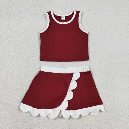 Sibling Baby Girls Sleeveless Vests Top Scallop Skirt Short Yoga Active Clothes Sets