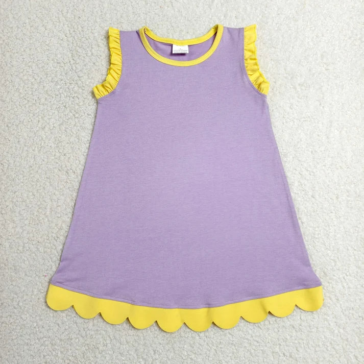 Sibling Baby Girls Colorful Vests Top Scallop Skirt Short Yoga Active Set Knee Length Dresess