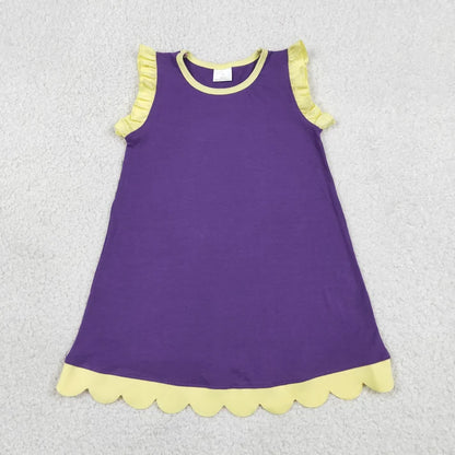 Sibling Baby Girls Colorful Vests Top Scallop Skirt Short Yoga Active Set Knee Length Dresess