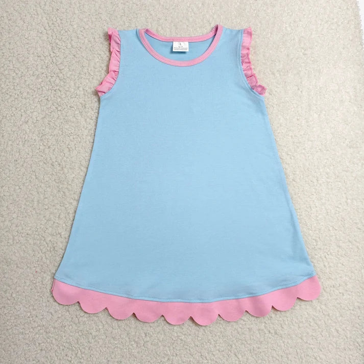 Sibling Baby Girls Colorful Vests Top Scallop Skirt Short Yoga Active Set Knee Length Dresess