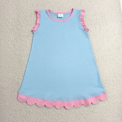 Sibling Baby Girls Colorful Vests Top Scallop Skirt Short Yoga Active Set Knee Length Dresess