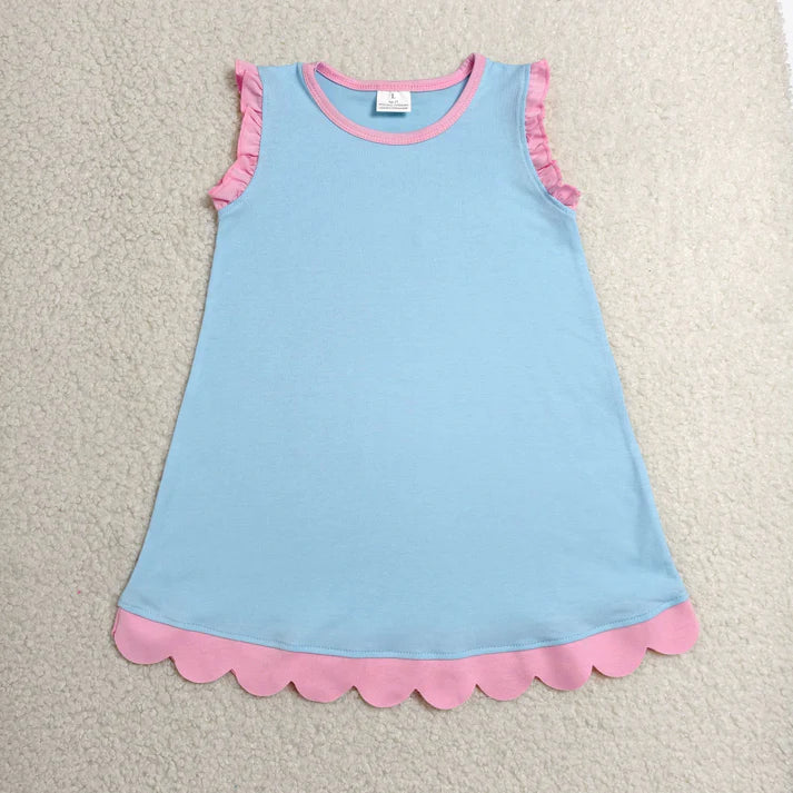Sibling Baby Girls Sleeveless Scallop Knee Length Dresses