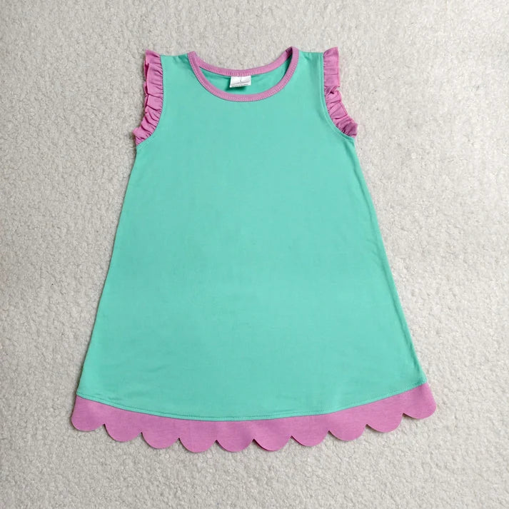 Sibling Baby Girls Colorful Vests Top Scallop Skirt Short Yoga Active Set Knee Length Dresess