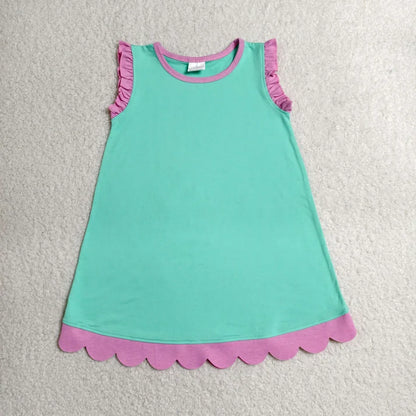 Sibling Baby Girls Colorful Vests Top Scallop Skirt Short Yoga Active Set Knee Length Dresess