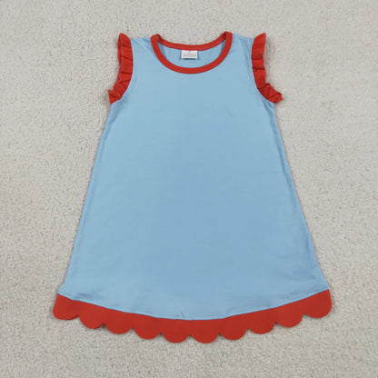 Sibling Baby Girls Sleeveless Scallop Knee Length Dresses
