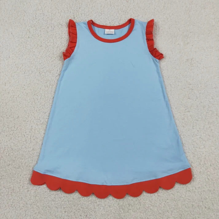 Sibling Baby Girls Colorful Vests Top Scallop Skirt Short Yoga Active Set Knee Length Dresess