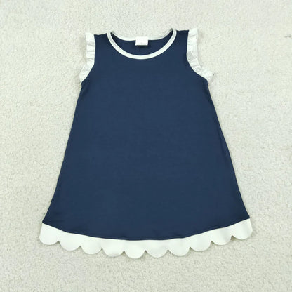 Sibling Baby Girls Sleeveless Scallop Knee Length Dresses