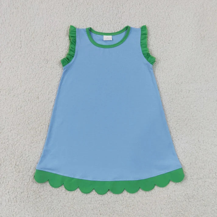 Sibling Baby Girls Colorful Vests Top Scallop Skirt Short Yoga Active Set Knee Length Dresess