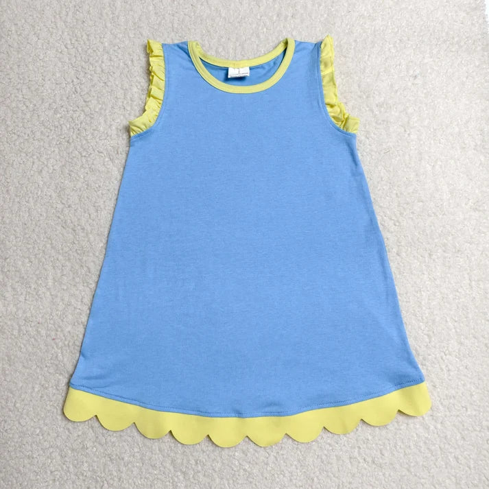 Sibling Baby Girls Colorful Vests Top Scallop Skirt Short Yoga Active Set Knee Length Dresess