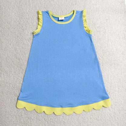 Sibling Baby Girls Colorful Vests Top Scallop Skirt Short Yoga Active Set Knee Length Dresess