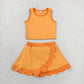 Sibling Baby Girls Sleeveless Vests Top Scallop Skirt Short Yoga Active Clothes Set