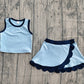 Baby Girls Clothes Blue Vest Scallop Skirt Short Yoga Active Clothes Sets Preorder GSD4082
