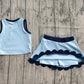 Baby Girls Clothes Blue Vest Scallop Skirt Short Yoga Active Clothes Sets Preorder GSD4082
