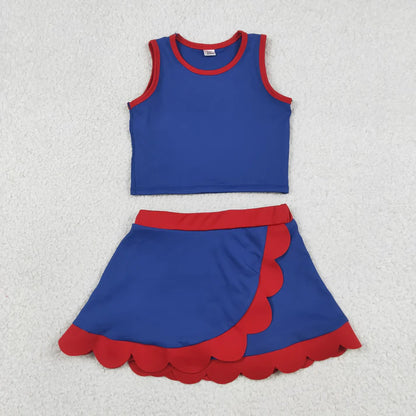 Sibling Baby Girls Sleeveless Vests Top Scallop Skirt Short Yoga Active Clothes Sets