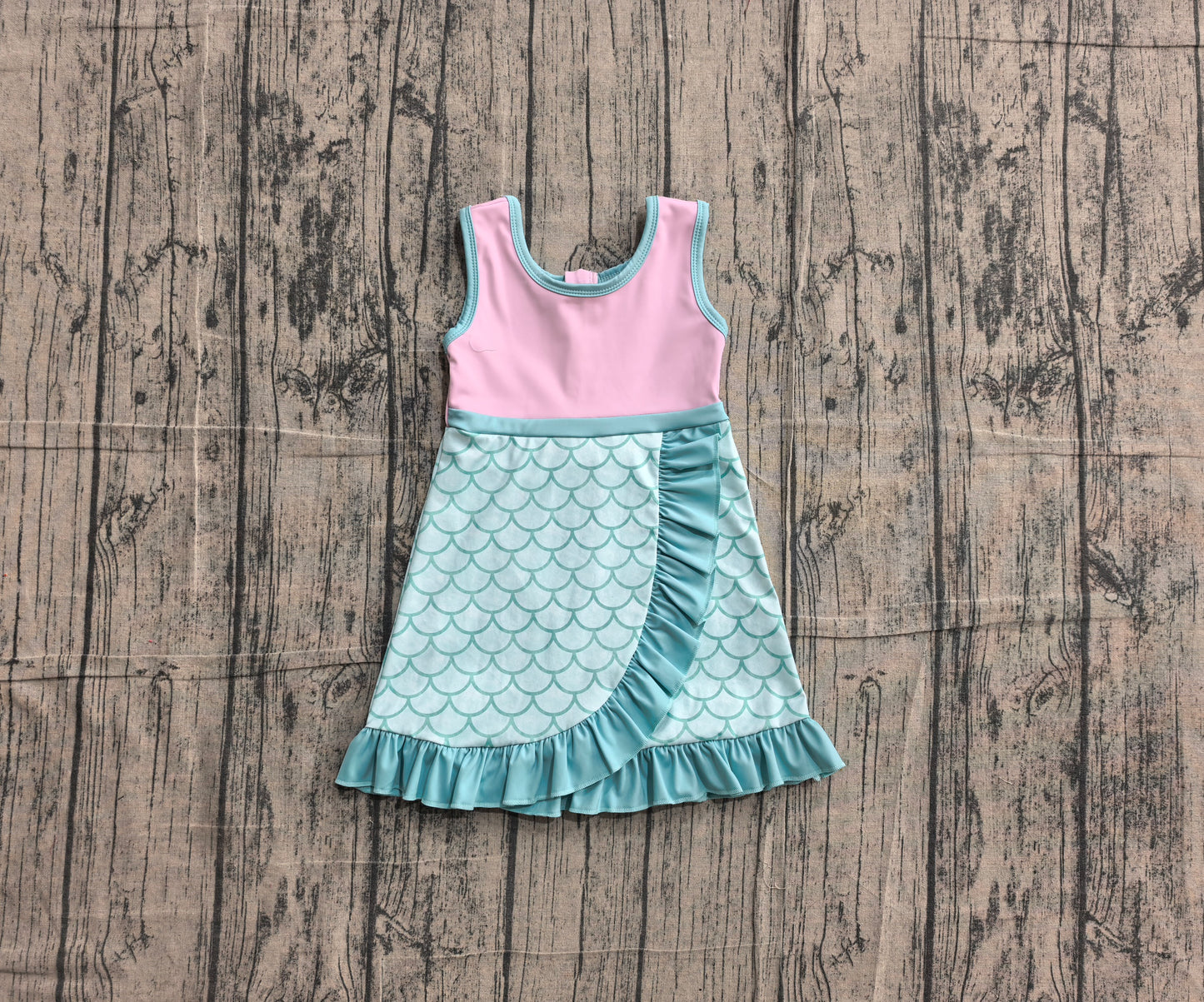 Baby Girls Dress Sleeveless Mermaid Yoga Active Short Knee Length Dress Preorder GSD4125