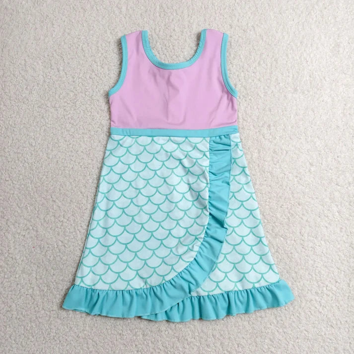 Sibling Baby Girls Sleeveless Yoga Active Ruffle Knee Length Dresses